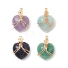 Natural & Synthetic Mixed Stone Copper Wire Wrapped Pendants PALLOY-JF03309-1