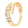 Brass Micro Pave Clear Cubic Zirconia Cuff Rings for Women FS-WGC3917-02-1