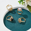  4Pcs Adjustable Brass Micro Pave Clear Cubic Zirconia Finger Ring Components ZIRC-NB0002-06G-4