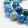 Faceted Natural Striped Agate/Banded Agate Beads Strands G-F447-8mm-H04-3
