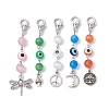 Cat Eye & Resin Evil Eye Round Pendant Decorations HJEW-JM01400-1