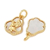 Brass Pave Natural Shell Mermaid Charms with Jump Rings KK-P283-10G-2