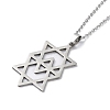 201 Stainless Steel David Star Pendant Necklace with Cable Chains NJEW-Q317-07P-3