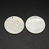 Flat Round Freshwater Shell Pendants SHEL-M005-35-1