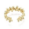 Brass Micro Pave Clear Cubic Zirconia Cuff Rings RJEW-S044-098-NF-4