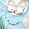 3Pcs 3 Styles Summer Beach Starfish Turtle Shell Shape Adjustable Anklets AJEW-AN00635-1