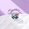 Brass Micro Pave Cubic Zirconia Rotating Cuff Rings for Women RJEW-M099-01P-2