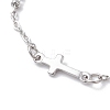 304 Stainless Steel Cross Link Chain Bracelet Making AJEW-JB01380-02-3