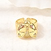 Brass Micro Pave Cubic Zirconia Cuff Open Rings RJEW-D346-01G-01-2