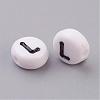 Flat Round with Letter L Acrylic Beads X-PL37C9070-L-2
