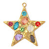 304 Stainless Steel Pave Colorful Cubic Zirconia Pendants CU-OY002-18G-1