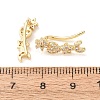 Brass Pave Cubic Zirconia Stud Crawler Earrings KK-CBAA351-11G-5