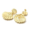 Rack Plating Shell Shape Brass Stud Earrings for Women EJEW-L097-29G-2