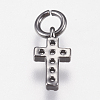 Brass Micro Pave Cubic Zirconia Tiny Cross Charms LS-ZIRC-E147-62B-2