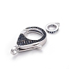 Brass Micro Pave Cubic Zirconia Lobster Claw Clasps ZIRC-K081-95P-01-2