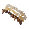 3Pcs Natural Citrine & Natural Tiger Eye & Natural Gold Rutilated Quartz Chip Beaded Stretch Bracelet Sets BJEW-JB10863-3