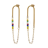 Chain Tassel with Glass Seed Beads Dangle Stud Earrings for Girl Women EJEW-TA00014-2