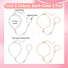 4Pcs 2 Colors Alloy Curb Chain Finger Ring Bracelets for Women BJEW-CY0001-07-2