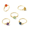 Natural Green Aventurine & Carnelian & Amethyst & Tiger Eye & Lapis Lazuli Finger Rings RJEW-JR00830-2