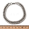 201 Stainless Steel Cuban Link Chains Bracelets for Women Men STAS-T077-21P-01-6