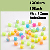 120Pcs Silicone Beads 12mm Fluorescent Silicone Beads for Keychain Making JX328A-2