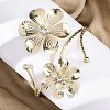 Flower Alloy Arm Cuff Bangles for Girl Women LS-AJEW-A063-01A-G-1