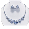Flower Brass Micro Pave Cubic Zirconia Necklaces & Stud Earrings Sets FS-WG9424F-01-2