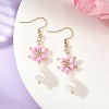 Anti-Tarnish Electroplate Bicone Glass Pearl Teardrop Beads Dangle Earrings EJEW-MZ00765-03-1