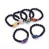 Natural Lava Rock Round Beads Stretch Bracelets BJEW-JB05118-1