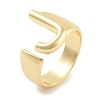 J-Shape Rack Plating Brass Open Cuff Rings for Women RJEW-Z059-01G-1