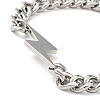 Tarnish Resistant 201 Stainless Steel Lighting Bolt Link Bracelet with Curb Chains for Women BJEW-H550-04P-2