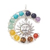 7 Chakra Round Mixed Stone Copper Wire Wrapped Moon Pendants PALLOY-TA00401-02-1