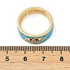 Brass Micro Pave Cubic Zirconia Enamel Cuff Rings for Women RJEW-L113-019G-07-5