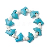 2Pcs 2 Style Synthetic Turquoise & Howlite Dolphin Beaded Stretch Bracelets Set BJEW-JB09829-3