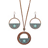 Bohemian Alloy & Wood Pendant Necklaces & Dangle Earrings Sets WG8FC17-01-2