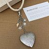 Alloy Floral Heart Locket Pendant Twisted Polyester Cord Necklaces for Women WGF1E9C-01-4