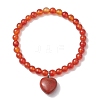 2pcs 2 Styles 6mm Round & Chip Natural Red Agate Beaded Stretch Bracelet Sets BJEW-TA00517-01-4