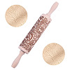 Snowflake Pattern Wood Rolling Pin AJEW-WH0481-657-1