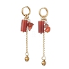304 Stainless Steel Carnelian Heart Tassel Hoop Earrings EJEW-JE06731-03-3