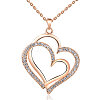 Double Heart Real 18K Rose Gold Plated Tin Alloy Pendant Necklaces NJEW-AA00064-37G-1