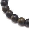 Natural Golden Sheen Obsidian Round Beaded Stretch Bracelet BJEW-JB08453-5