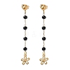 304 Stainless Steel Glass Tassel Stud Earrings EJEW-G453-05G-01-4