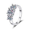 Rhodium Plated 925 Sterling Silver Pave 8.2x4.9mm Moissanite Finger Rings WG3C802-15-5