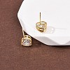 Brass Micro Pave Clear Cubic Zirconia Stud Earrings EJEW-C174-02A-G-3
