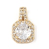 Brass Micro Pave Clear Cubic Zirconia Pendants KK-R219-35G-1