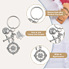 Compass Airplane Earth Suitcase Tibetan Style Alloy Pendant Keychain KEYC-PH01482-4