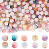 300Pcs 10 Colors Frosted Baking Paint Crackle Glass Beads with Glitter Powder DGLA-LT0001-04-1