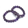 Natural Amethyst Bead Stretch Bracelets X-BJEW-K212-C-034-1