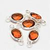 Oval Faceted Silver Color Plated Brass Glass Links connectors GLAA-O014-S-2