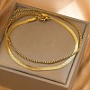 304 Stainless Steel Flat Snake Chain & Box Chain Double Layer Anklets for Women AJEW-F069-02G-1